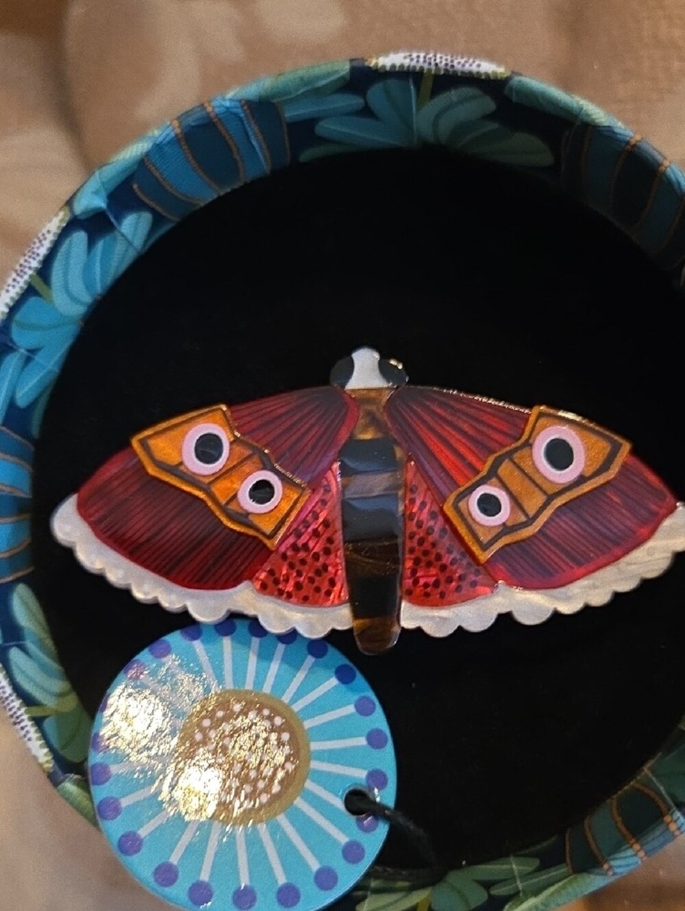 Jocelyn Provost Red Moth Decorative Brooch by Erstwilder - Picture 4 of 4